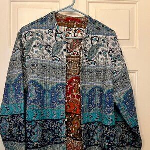 KANTHA Style ** Quilted Jacket - XL - Reversible!